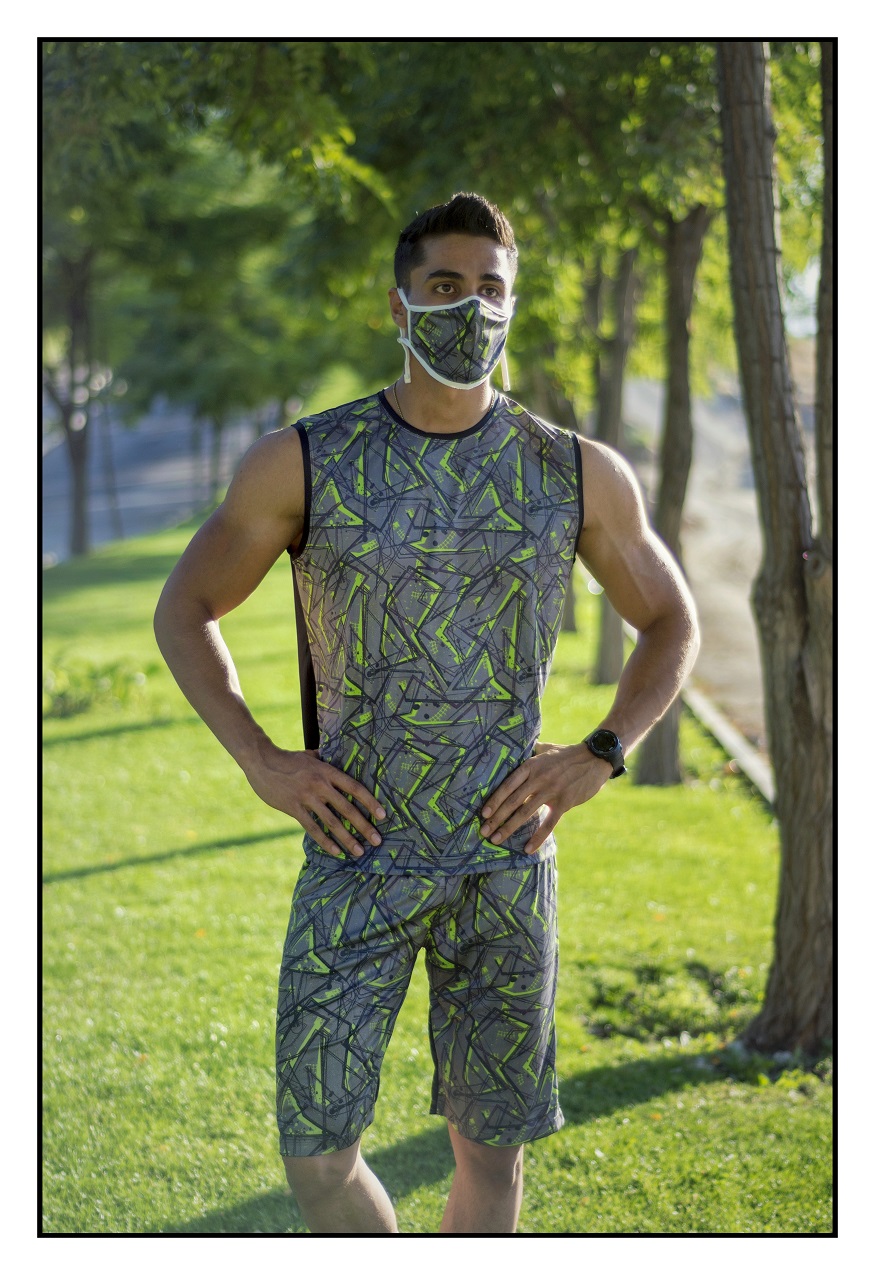 تاپ، شلوارک و ماسک مردانه طرح مدیترانه سبز